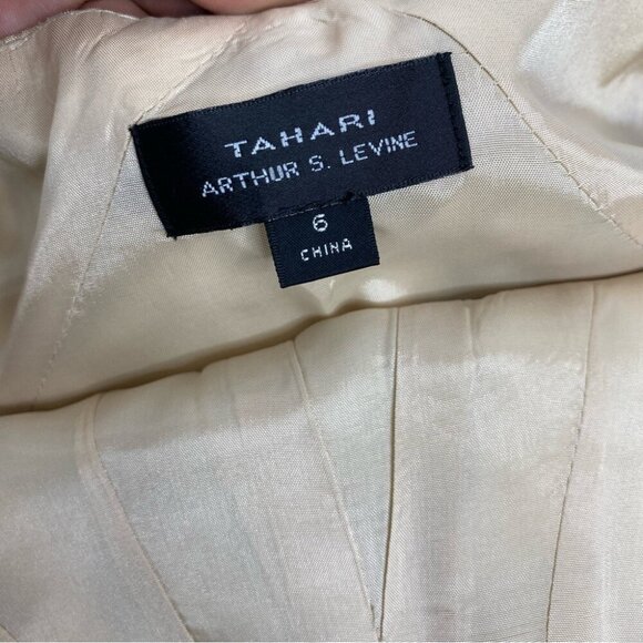 Tahari ASL Womens NWT Tan Derek Floral Square Neck‎ Sleeveless Party Dress 6/C36 - Picture 8 of 11